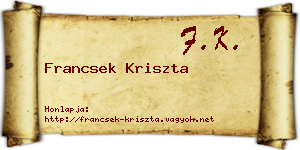Francsek Kriszta névjegykártya